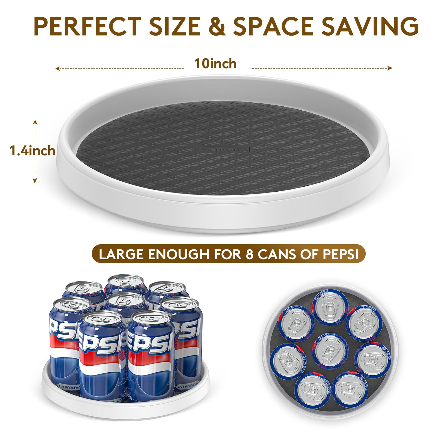 P PRETIRENO Lazy Susan quiet rotation keeps counters calm and organized.