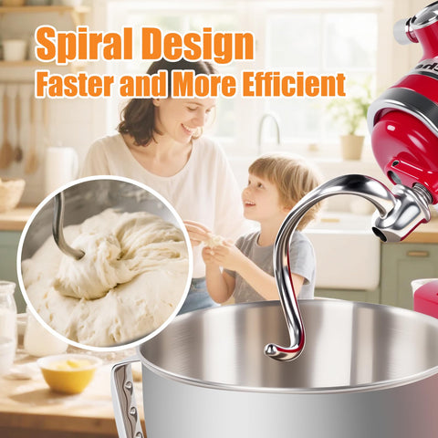 PQPO stainless steel dough hook is dishwasher safe for quick cleaning.