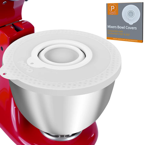 PQPO silicone bowl cover white close-up showing a tight seal for clean counters