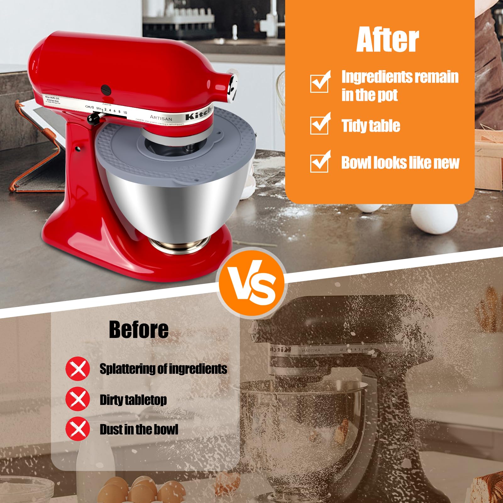 PQPO grey silicone cover shown with collapsible bowl for easy storage.