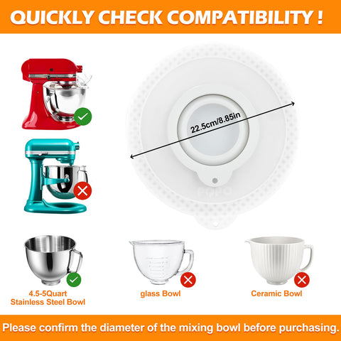 PQPO bowl cover keeps ingredients inside while mixing to minimize spills.