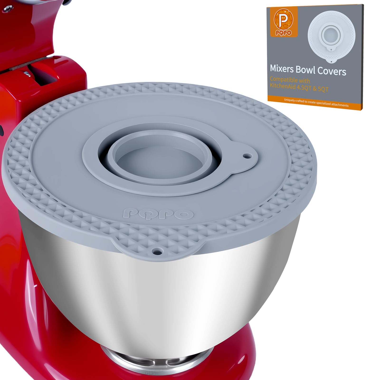 PQPO silicone mixer bowl cover with a tight seal for KitchenAid bowls.