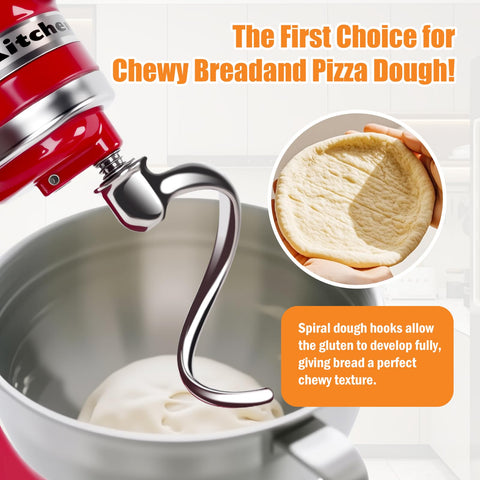 PQPO spiral dough hook in action kneading dough efficiently for consistent results.