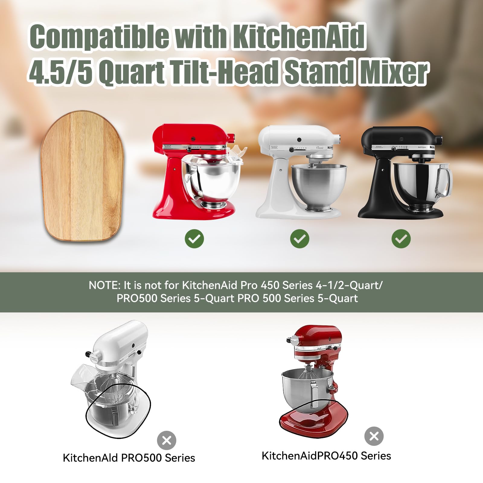 PQPO wooden slider protecting mixer base and countertop during use