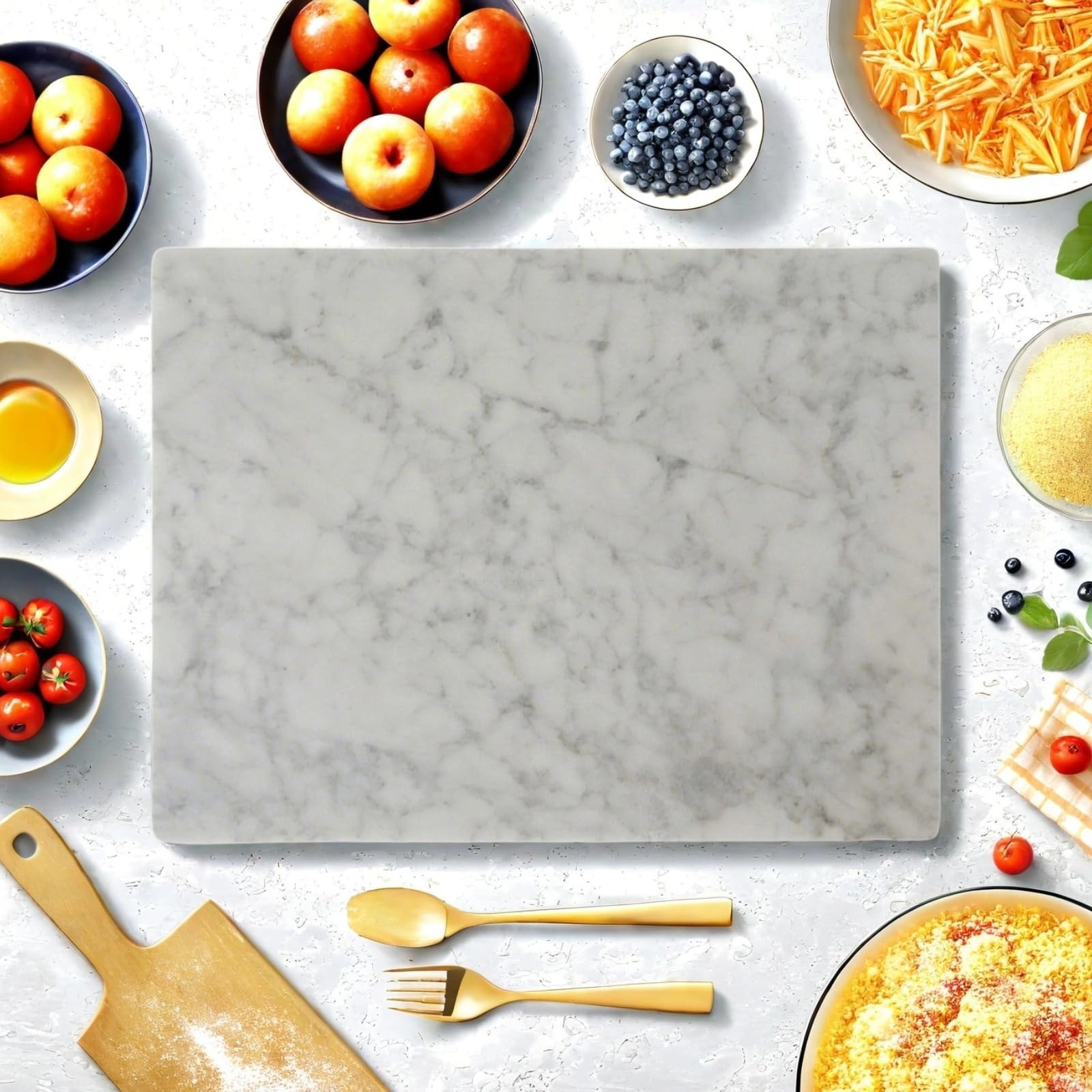 Display-ready Pracfit marble board enhances plating and food photography