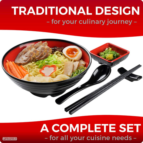 Practimondo ramen bowl spoons included for easy slurping and tasting.