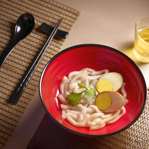Practimondo red-black ramen bowls ready for pho, ramen, or udon.