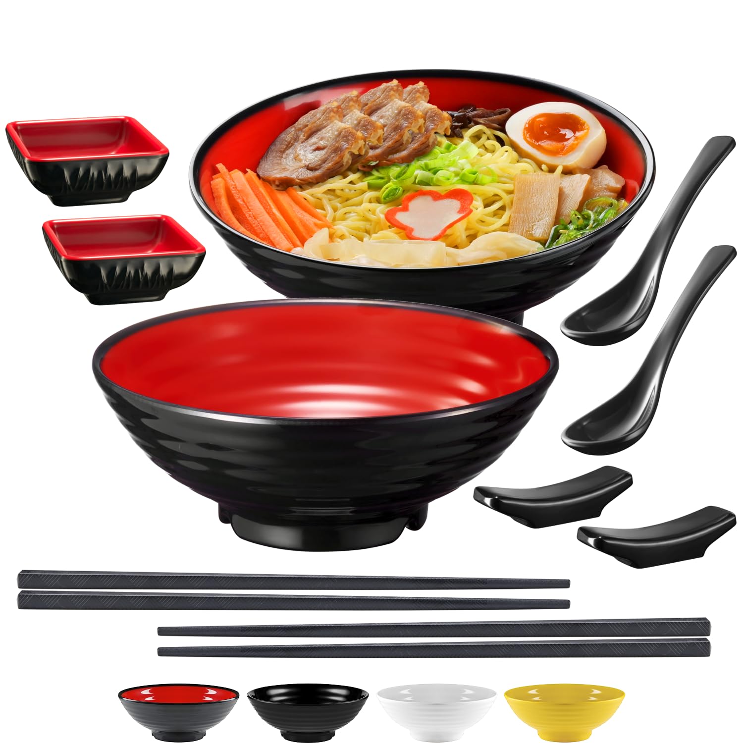 Practimondo unbreakable ramen bowl set with two bowls for family meals.