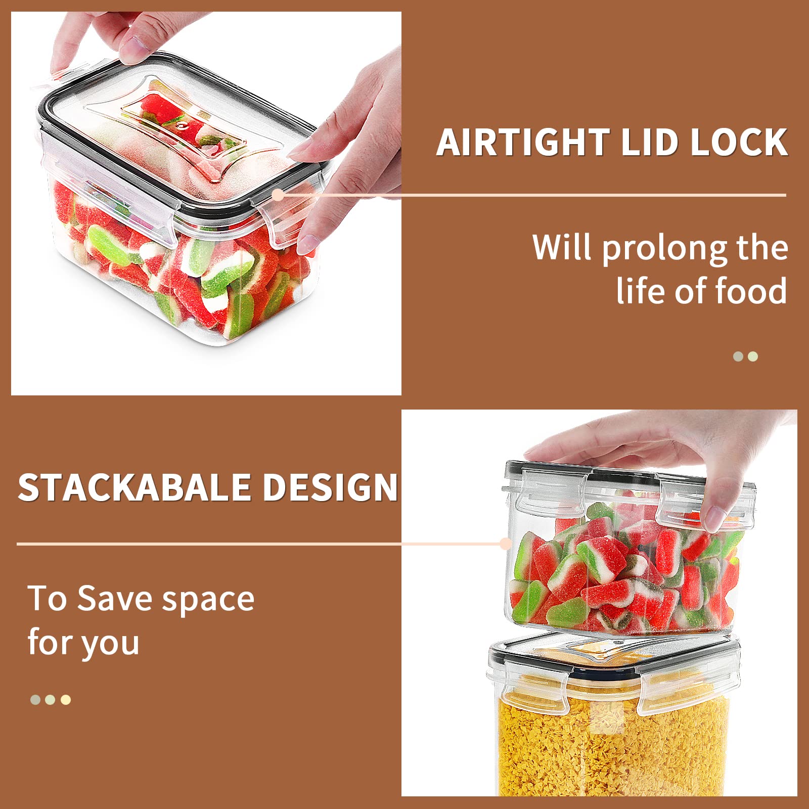 PRAKI medium containers for versatile dry storage of nuts, grains, and snacks.