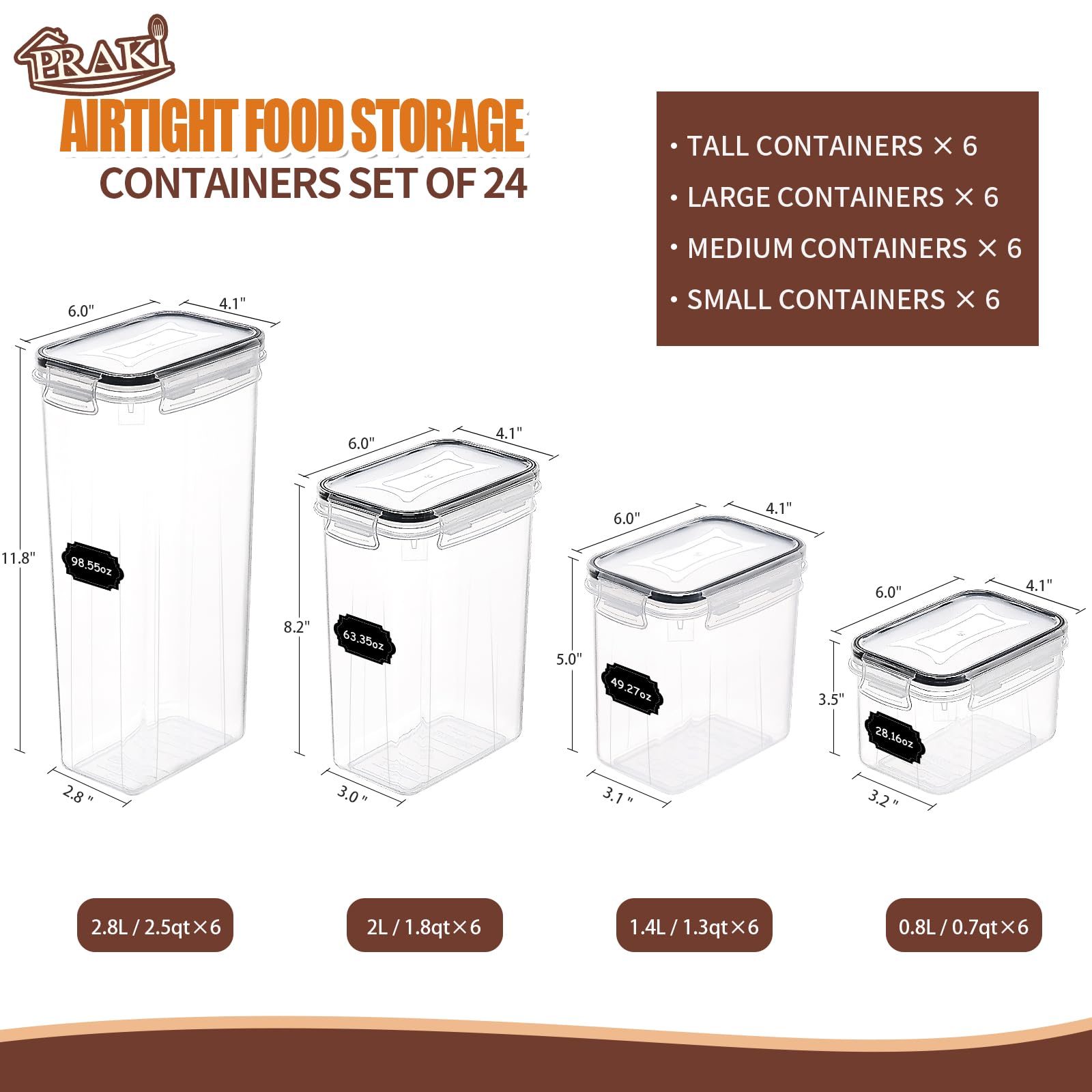 PRAKI large 1.8 qt container ideal for pasta and snacks.