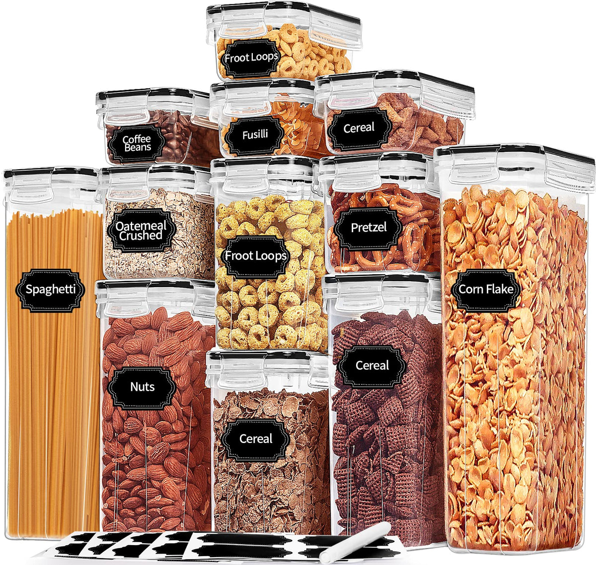 PRAKI airtight storage set with all containers for organized pantry storage.