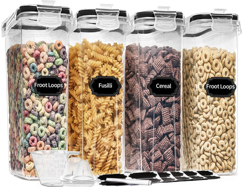 PRAKI cereal containers set with pour spouts for easy pouring and freshness