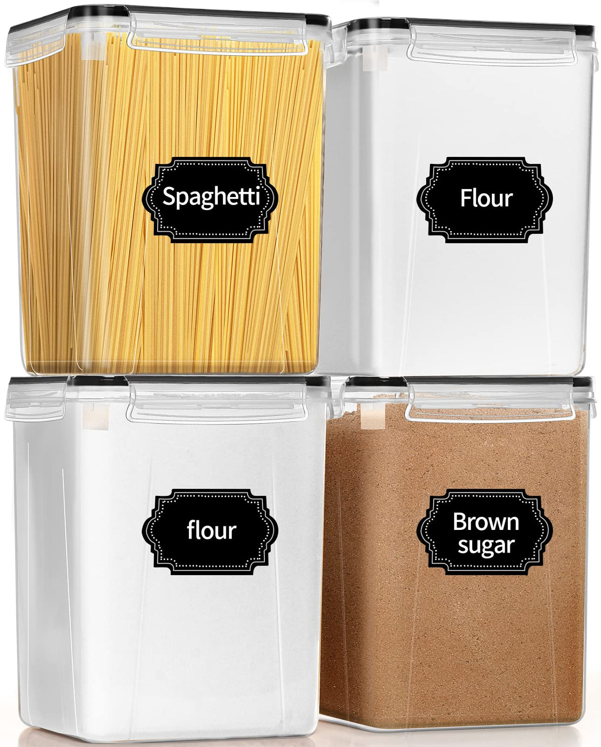 PRAKI large airtight containers keep flour fresh and visible for easy prep.