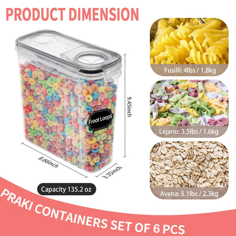 PRAKI transparent 4L container shows contents at a glance.