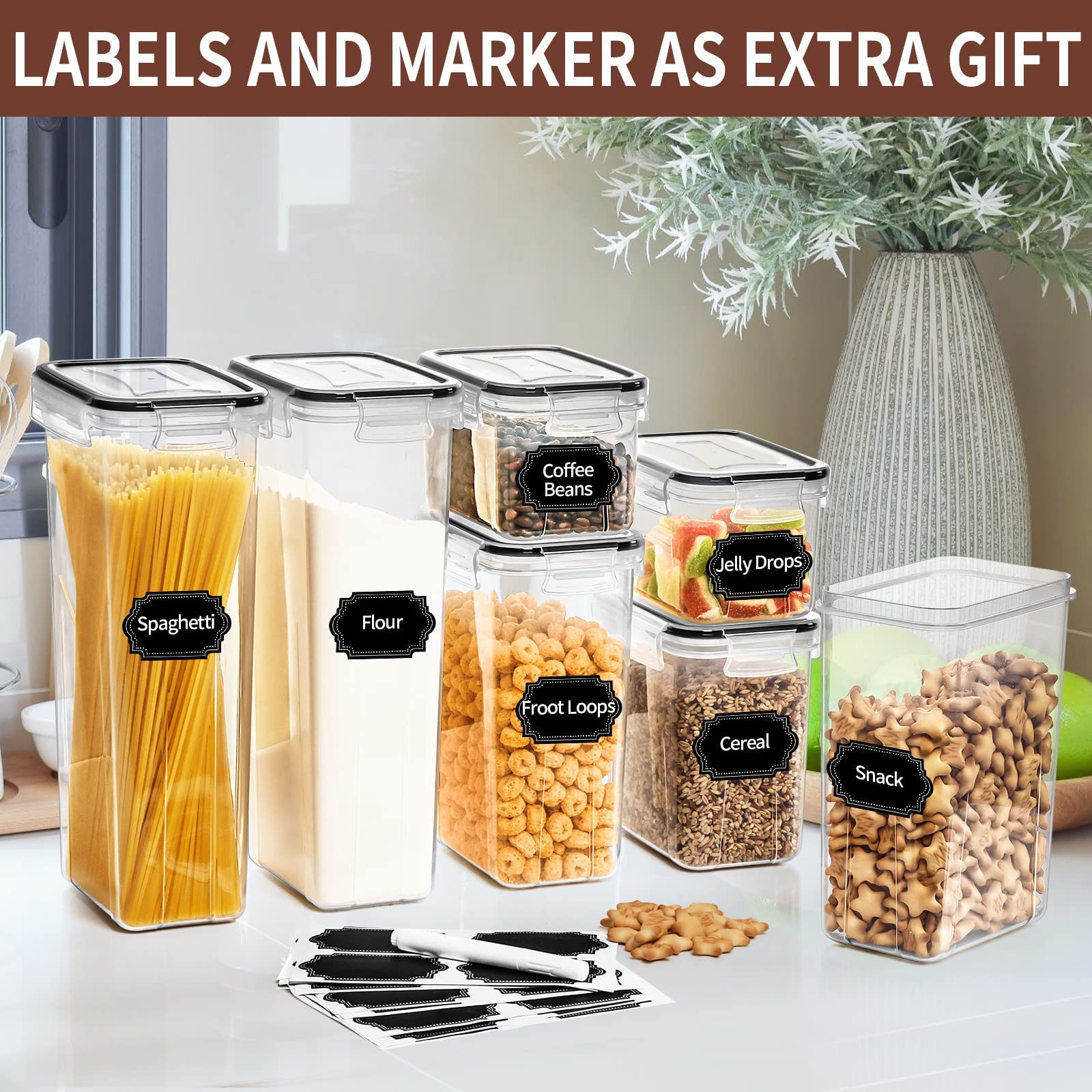 PRAKI transparent canisters on a shelf with easy content visibility.