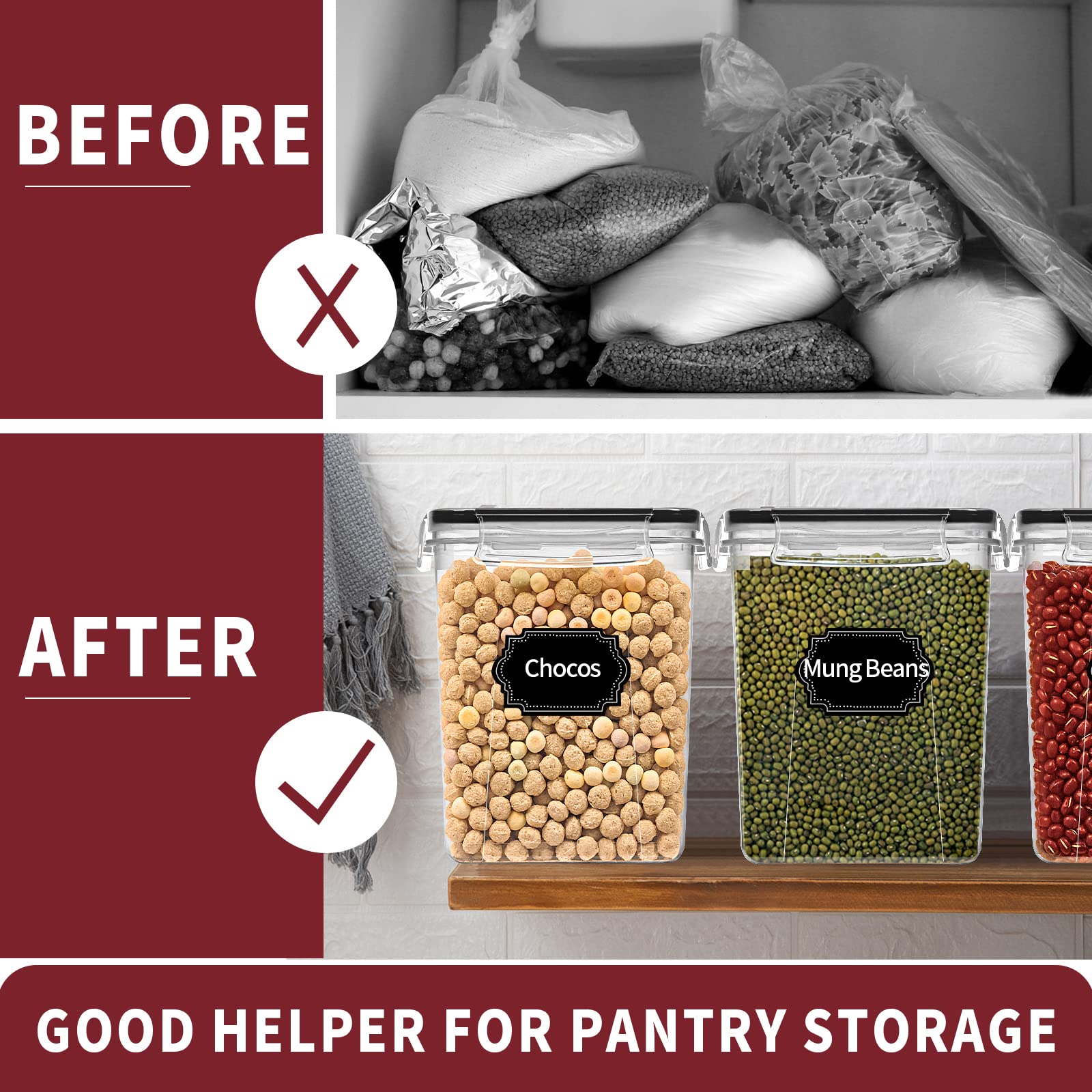 PRAKI transparent plastic containers for quick content check.