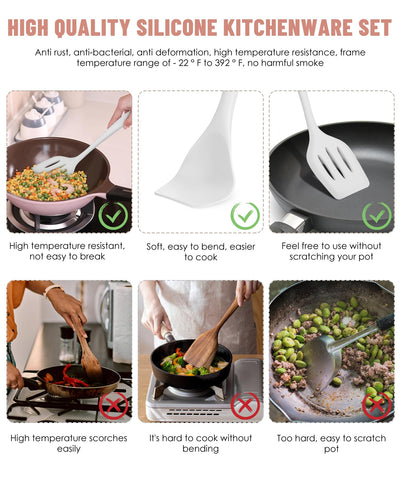 Pranski silicone pasta fork for easy mixing and serving on nonstick pans.