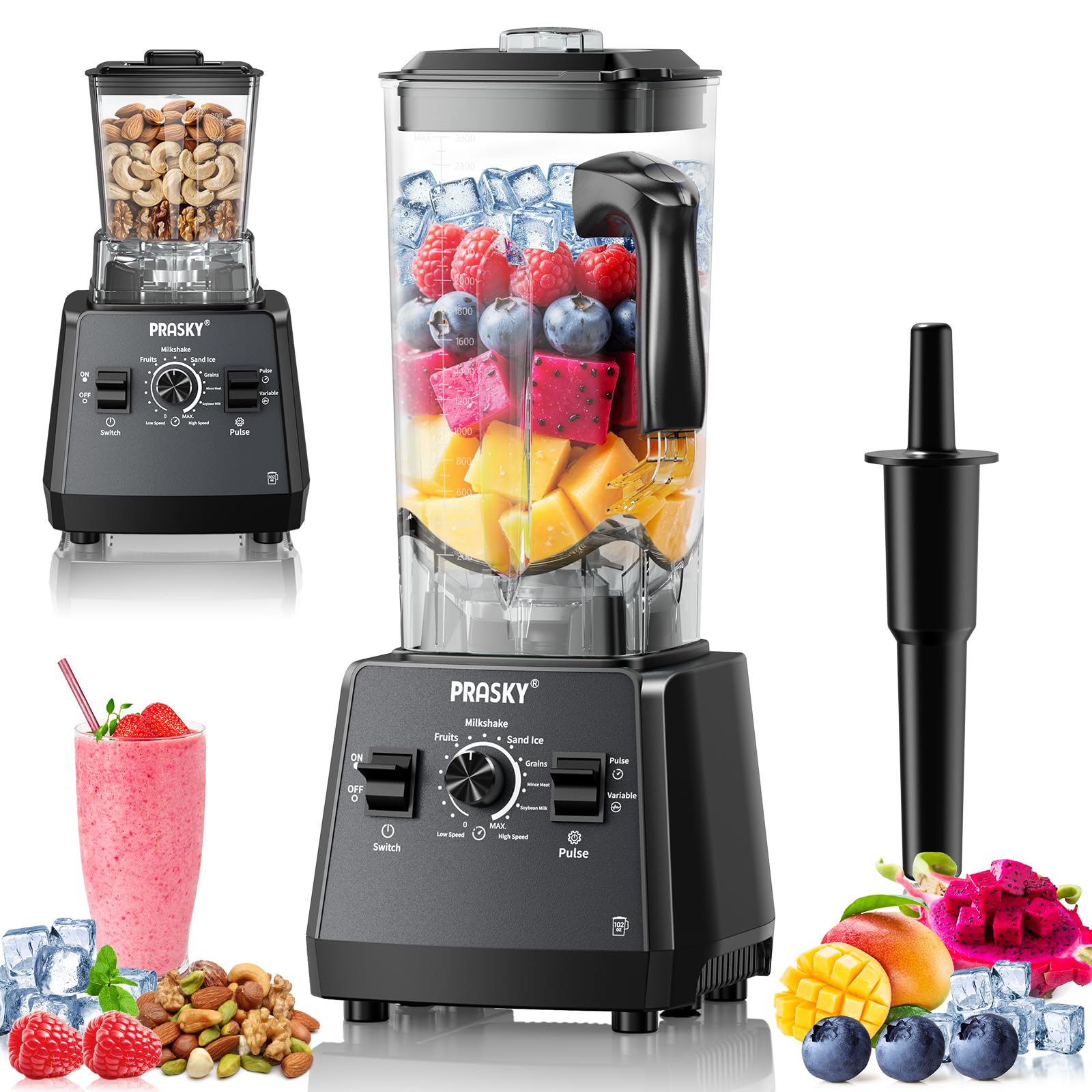 Prasky blender base with jar ready for daily smoothies and sauces.