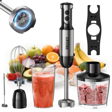 PRASKY immersion blender with 1200W motor for fast, silky purees
