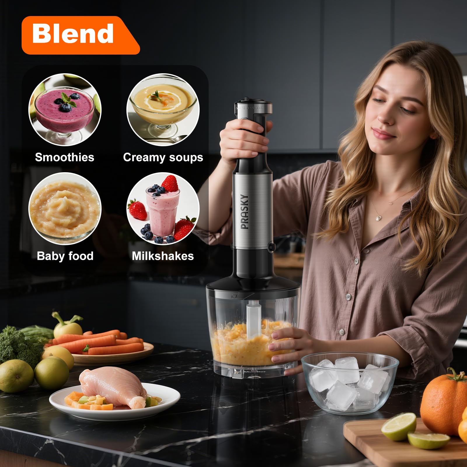 PRASKY 500ml chopper for fast veggie prep