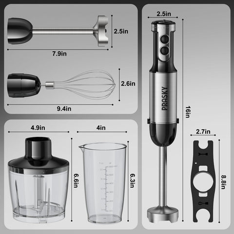PRASKY ergonomic grip for comfortable, stable handling
