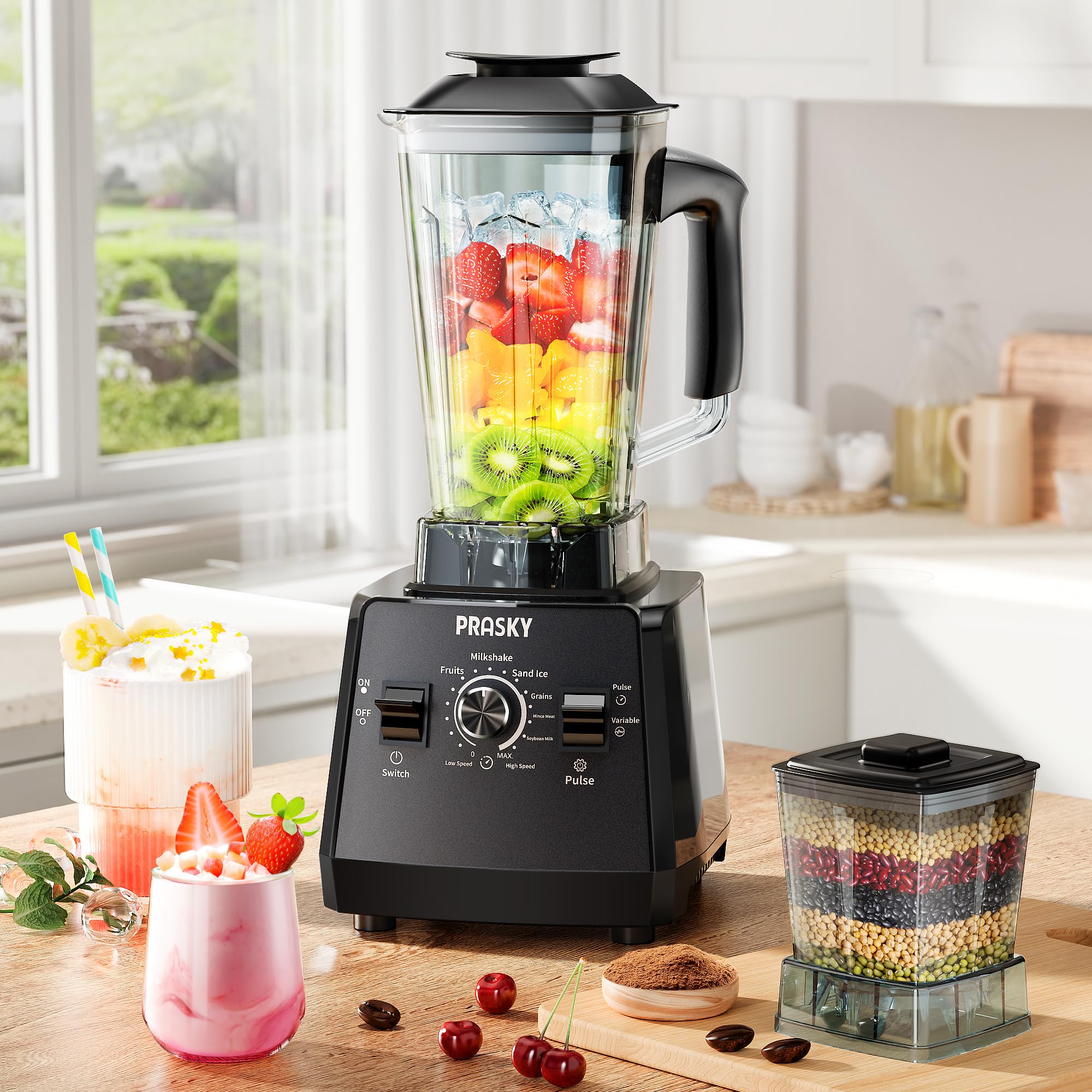 Prasky Max smoothie-prep in a kitchen setup for quick blends