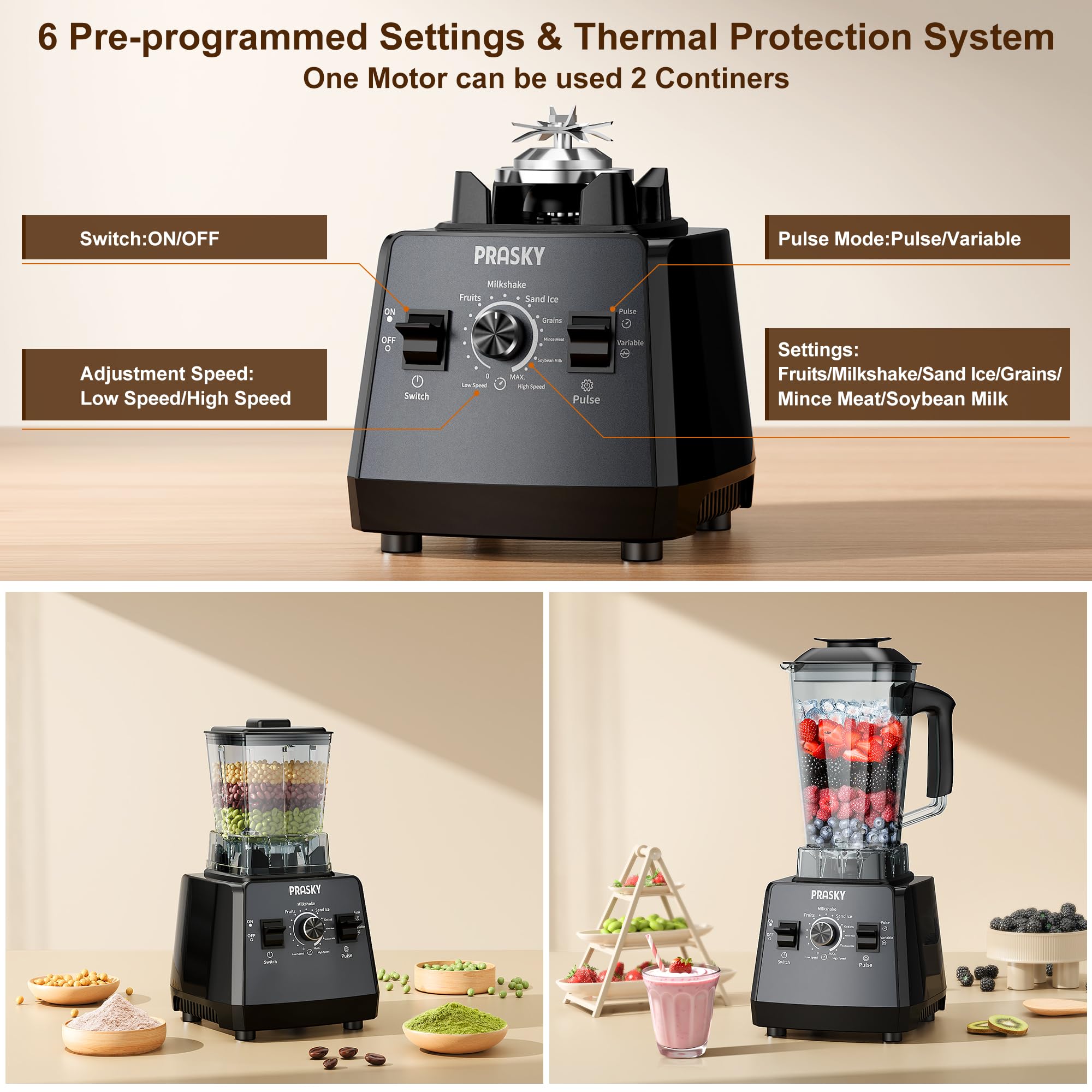 Prasky Max two containers enabling seamless recipe switching