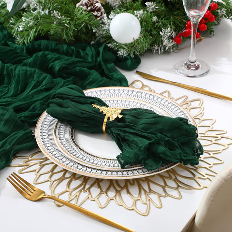 Preboun Christmas cheesecloth table runner emerald green for festive table settings