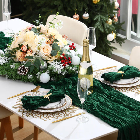 Preboun green table runner 90x300 cm fits most tables for holiday use