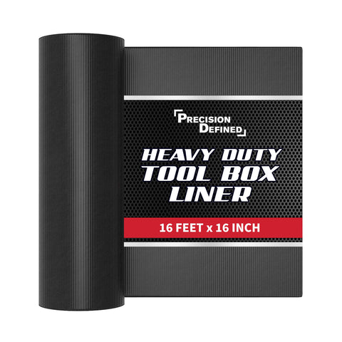 Precision Defined tool box liner laid flat in a drawer showing organized tools