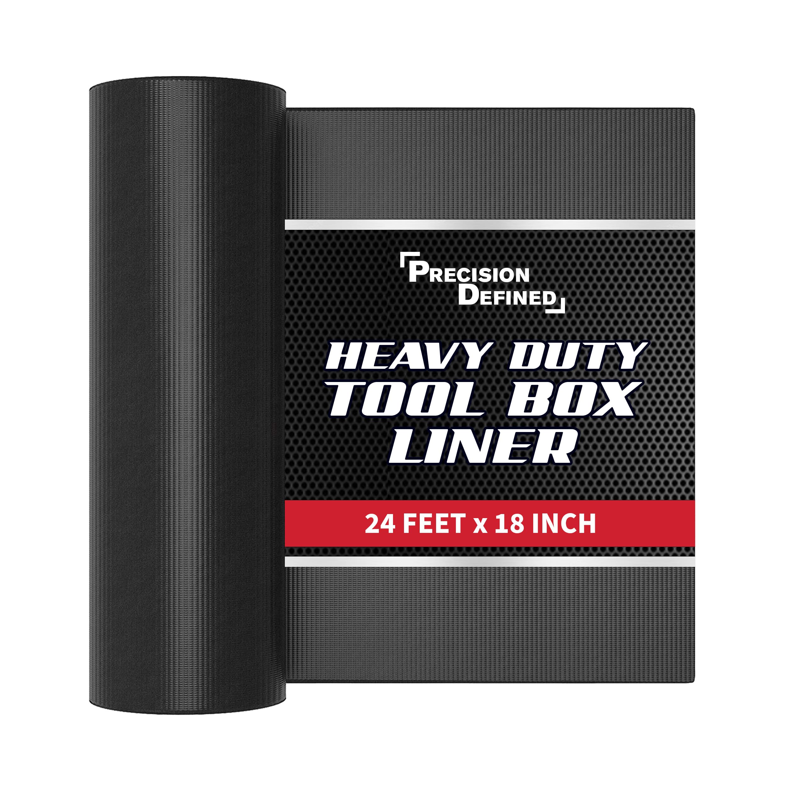 Precision Defined tool box liner rolled in a drawer to secure tools
