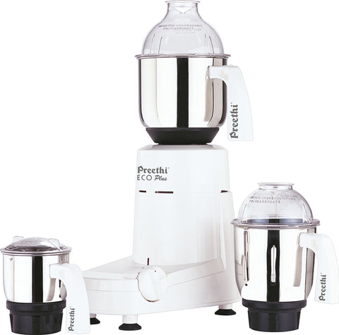 Preethi Eco Plus 110-Volt mixer grinder front view, compact design for versatile grinding.