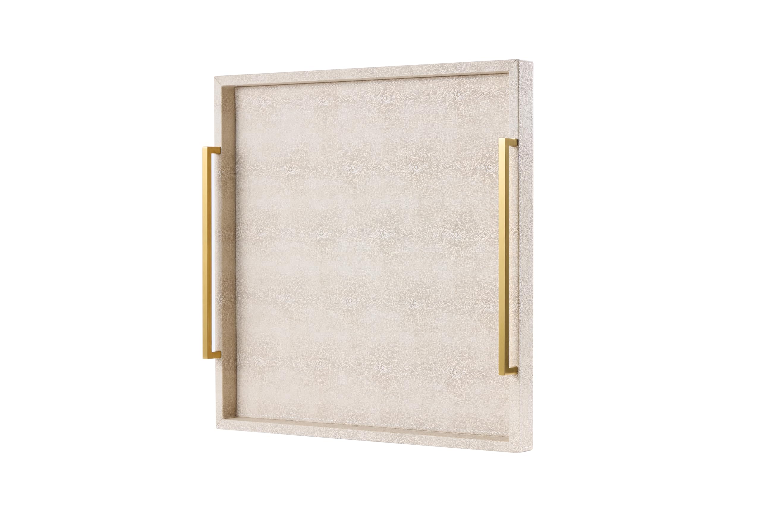 Premium ottoman tray 24x24 ivory shagreen front view, durable serving centerpiece.