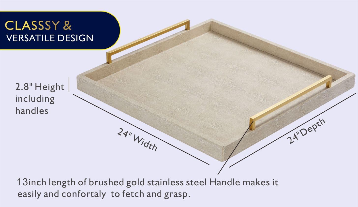 Premium ottoman tray on coffee table, stylish display for drinks and decor.