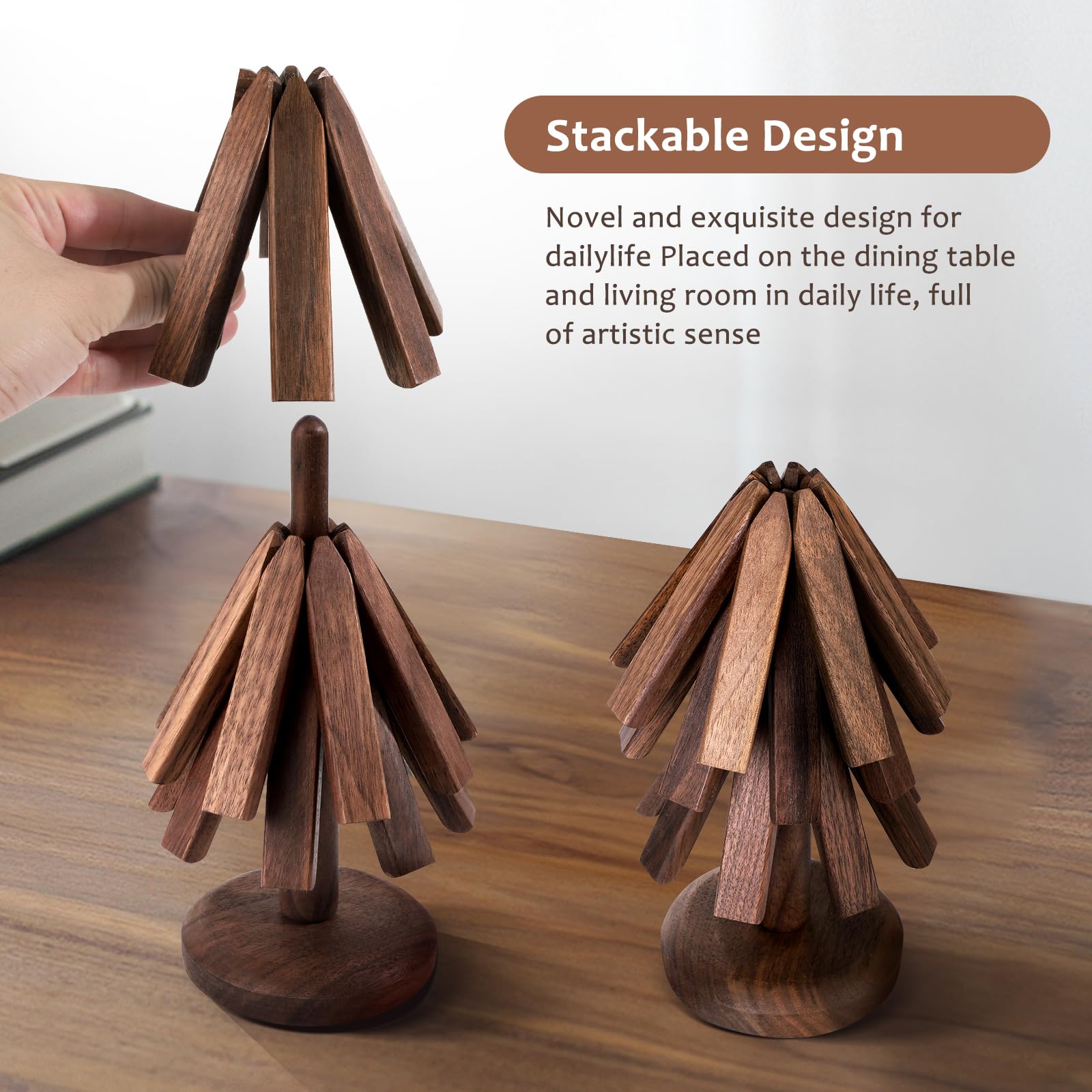 Premium walnut wood finish stands out against bamboo or birch options.