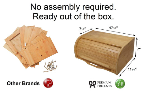 PremiumPresents natural bamboo storage container ideal for bread and produce