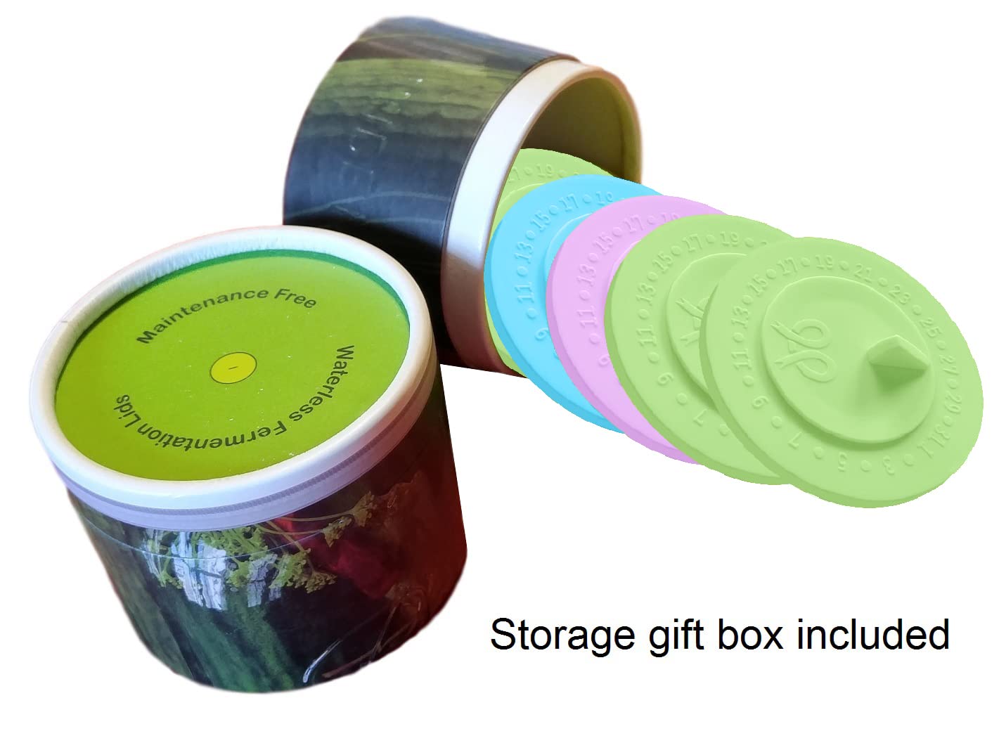 PremiumPresents sauerkraut and kimchi ready jar with 7pack lids.