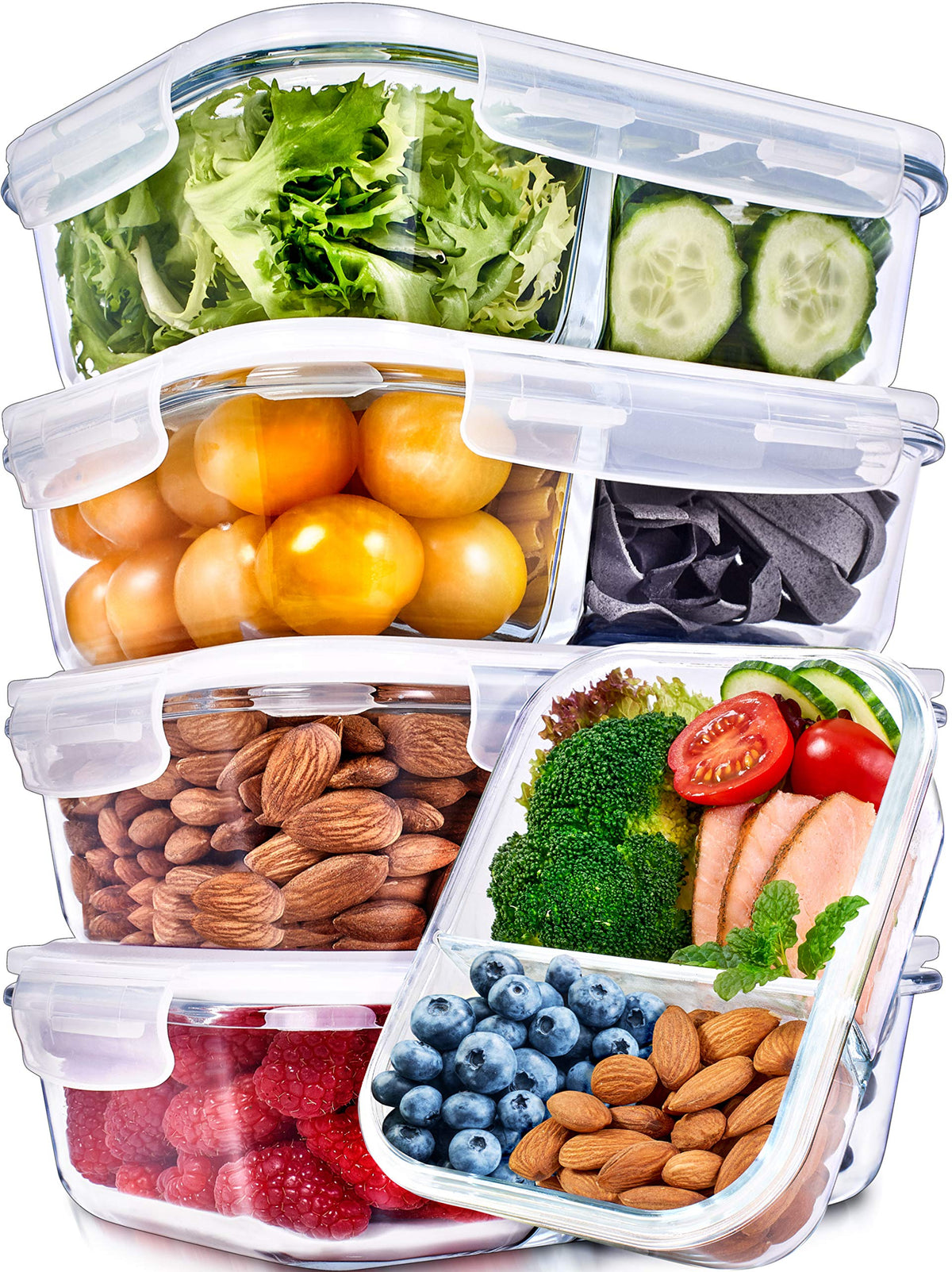 Prep Naturals 36oz glass container with airtight lid keeps meals fresh
