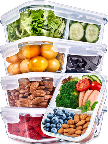 Prep Naturals 36oz glass container with airtight lid keeps meals fresh