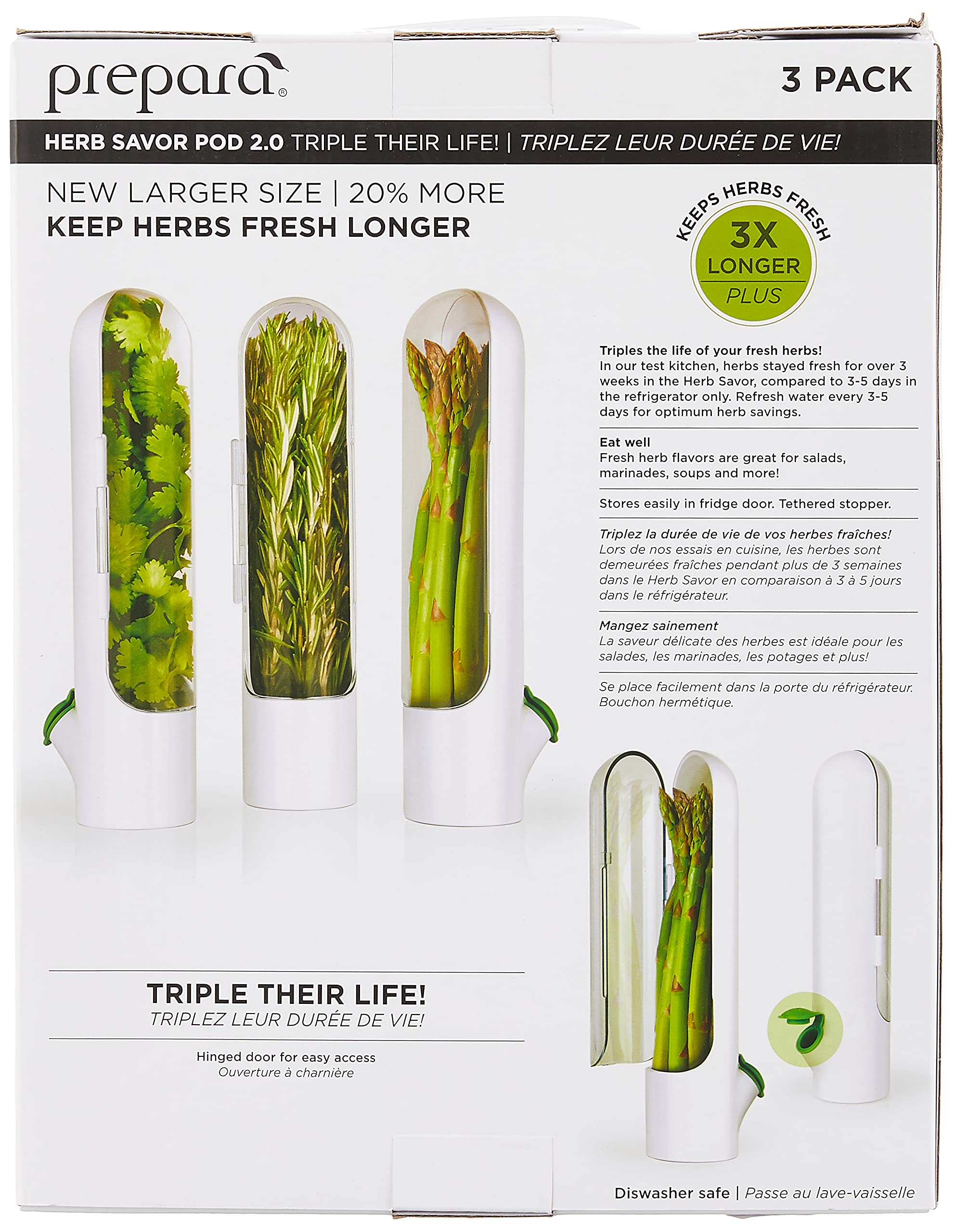 Prepara Herb Savor Pod 2.0 three-pod set for separate herbs.