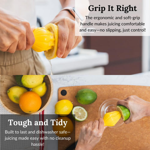 Prepara Juicy Reamer sturdy weighty grip for controlled juicing.