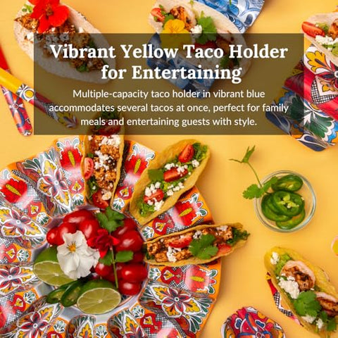Prepara yellow taco holder in durable melamine for sturdy taco service.