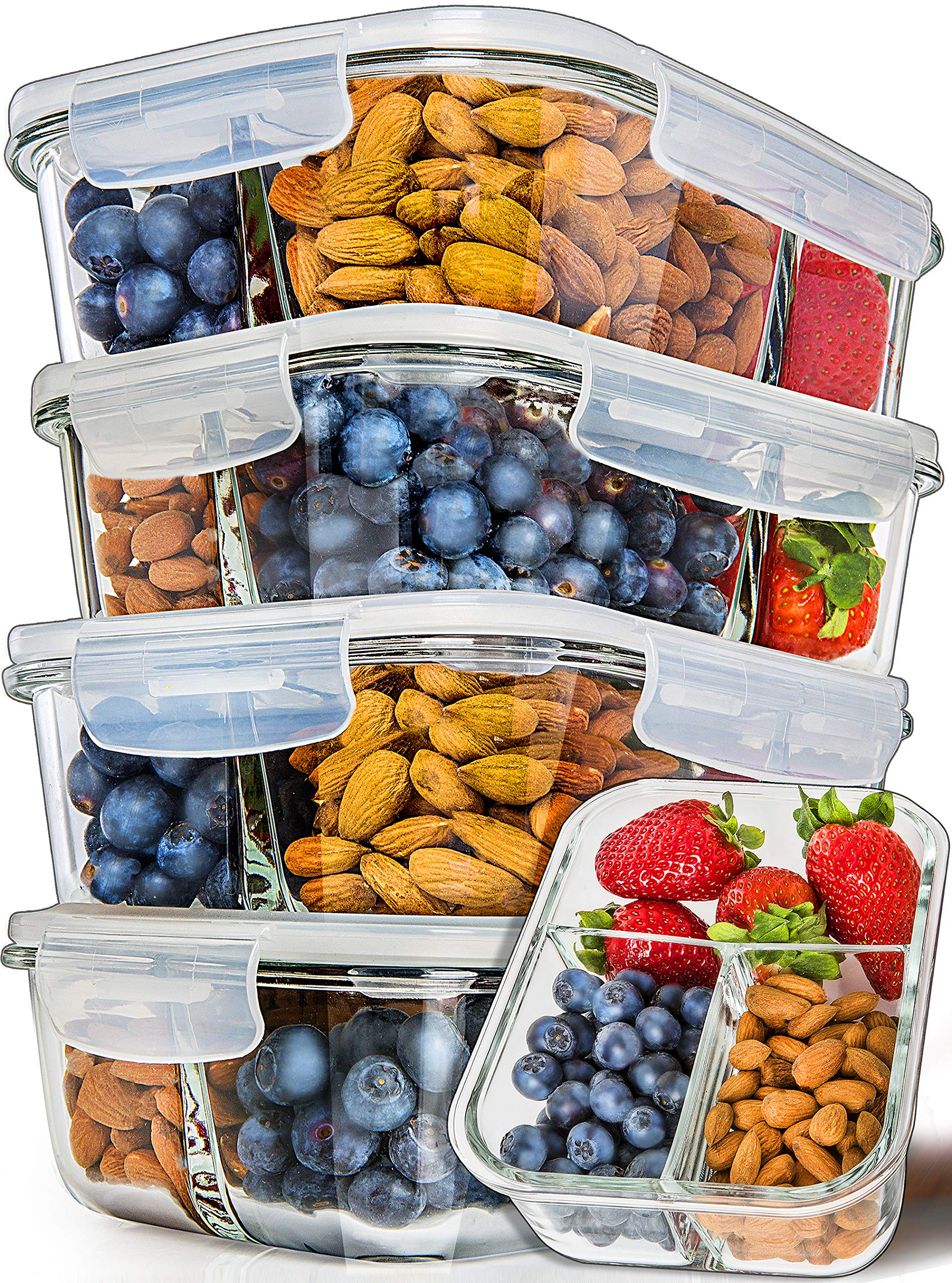 PrepNaturals 5-pack 34 oz glass containers for versatile meal prep on the go