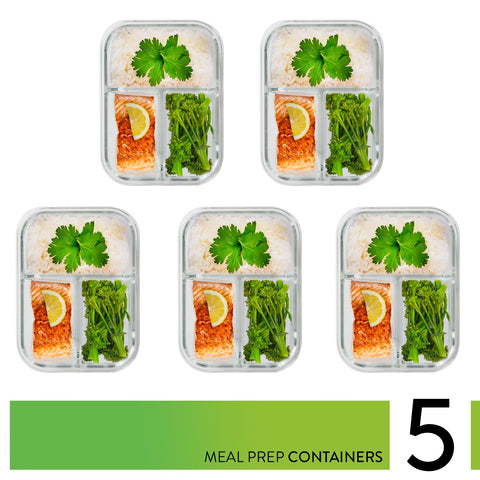 PrepNaturals glass containers with lids for organized leftovers and quick reheats