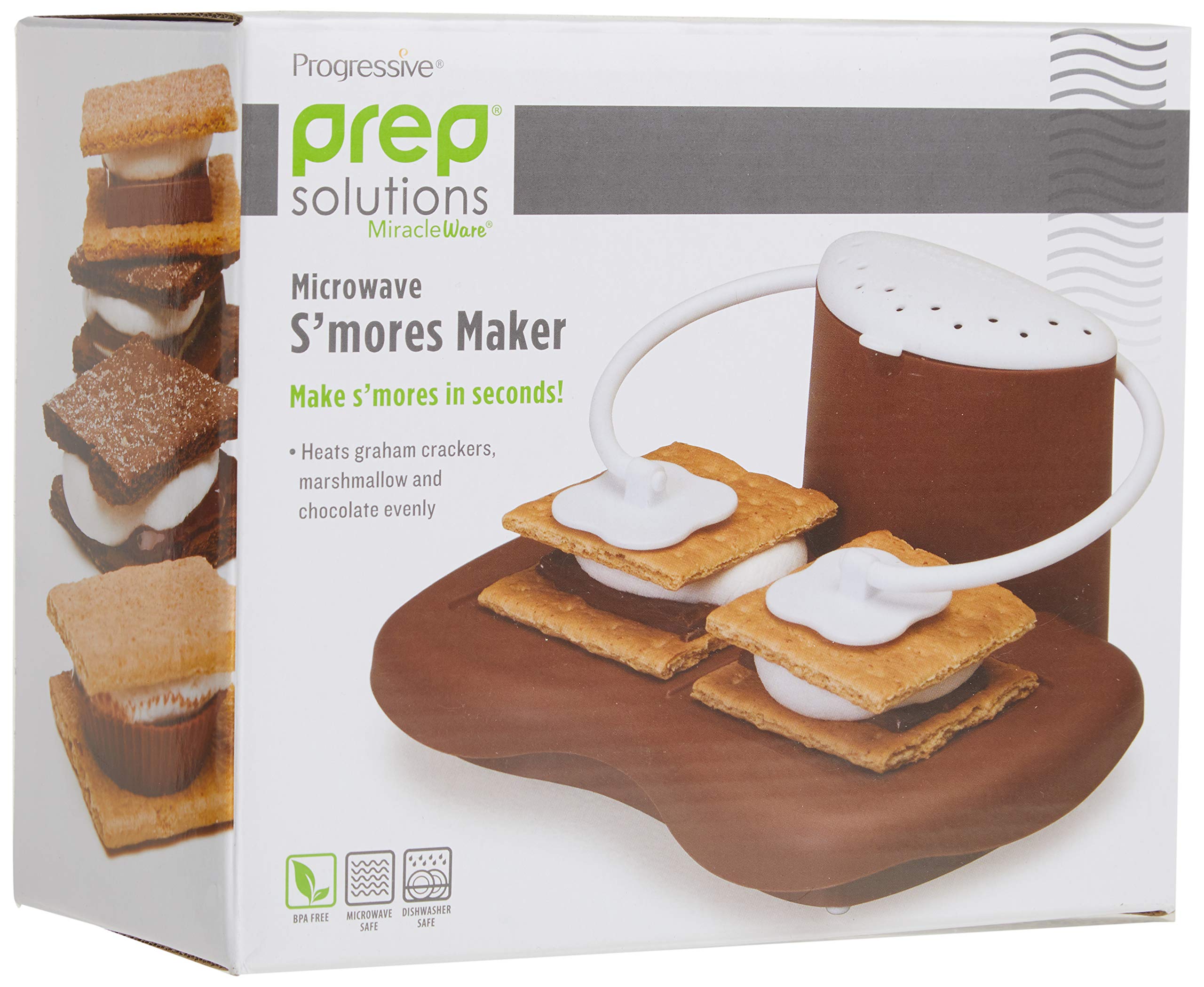 PrepSolutions Brown/White S'mores Maker on countertop for easy dessert prep.