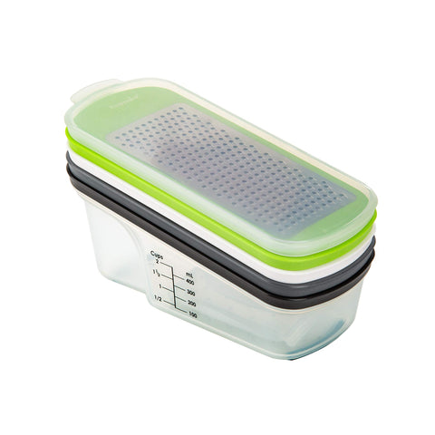 PrepWorks coarse grater with hand guard supports safe grating.