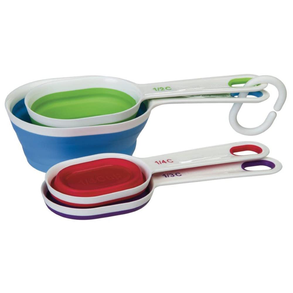 PREPWORKS collapsible 1-cup measuring cup expanded for quick, space-saving measuring.