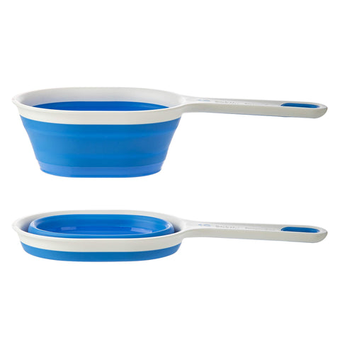 PREPWORKS beveled-edge cup demonstrates easy scooping from dense ingredients.