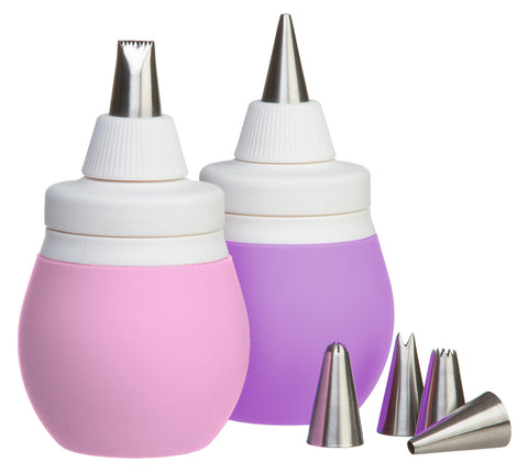 Prepworks frosting bulb decorating kit pink with six tips for precise cake decorating.