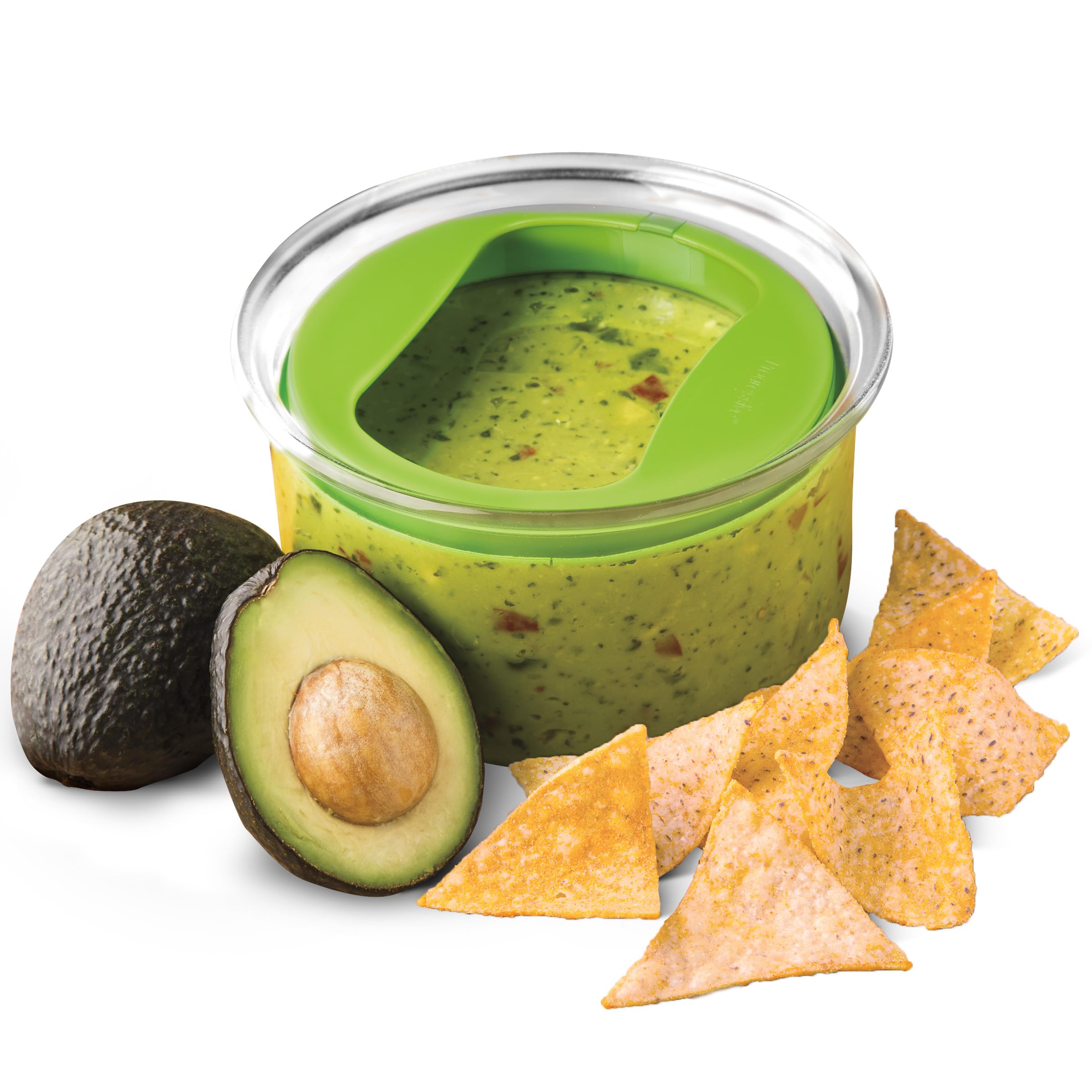 PREPWORKS ProKeeper fresh guacamole container with airtight lid keeps dip fresh longer.